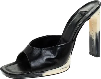Casadei Black Leather Open Toe Sandals