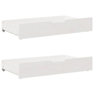 vidaXL Cajones Debajo Cama Con Ruedas 2 Uds Madera Maciza Pino Blanco Vidaxl