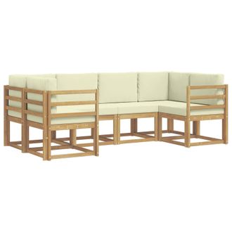 vidaXL Conjunto De Sof&aacute;s De Exterior Con Coj&iacute;n 6 Pcs Blanco Y Crema Vidaxl