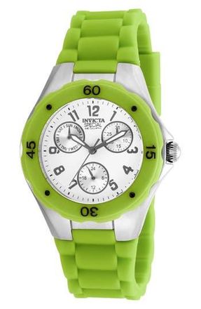 Invicta Angel Lady Silicone Strap Watch, 38mm in White/Green at Nordstrom Rack