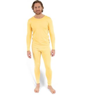 Leveret Mens Solid Thermal Pajama Set in Yellow at Nordstrom, Size Xx-Large
