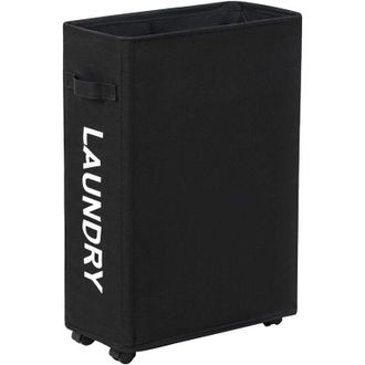 OEM Cesto De Ropa De 44 Litros Con Ruedas, Cesto De Ropa Delgado Y Plegable, Bolsa Para Ropa Sucia, Contenedor De Ropa Estrecho Con Ruedas (negro) -crezuo