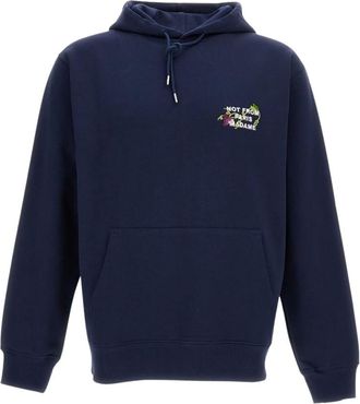 Dr&ocirc;le de Monsieur Hoodies & sweatvesten, Heren, Blauw, M, Katoen, Vine Embroidered Slogan Hoodie