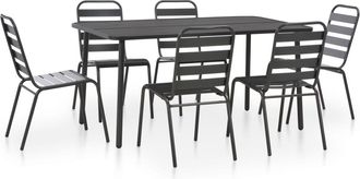 vidaXL Juego De Comedor De Jard&iacute;n 7 Piezas Acero Gris Oscuro Vidaxl