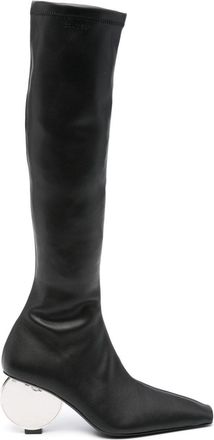 Courrèges Circle 90mm faux-leather knee-high boots - women - Calf Leather/Polyester/Polyester - 37 - Black