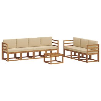 vidaXL Conjunto De Sof&aacute;s De Exterior Con Coj&iacute;n 8 Pcs Natural Y Beige Vidaxl