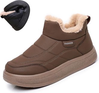 Generic Snow Boots Womens Winter Warm Lined Winter Boots, Comfortable Non Slip Ankle Boot with Plush Lining for Cold Weather Qutdoor (Brown,6.5)