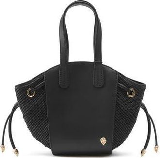 Helen Kaminski Piaf Raffia Trim Leather Tote in Black/Charcoal at Nordstrom Rack