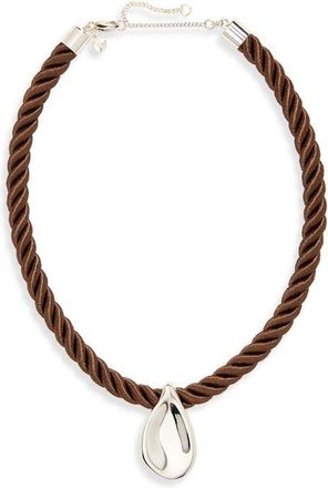 Madewell Droplet Pendant Cord Necklace in Warm Silver at Nordstrom