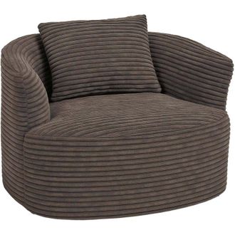 Hhg [NON UTILIZZATO] Poltrona HHG-663, sedia lounge elegante, relax imbottita cocktail, stoffa/tessuto a coste (370 g/m&sup2;), marrone