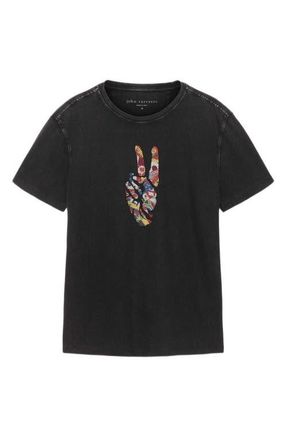 John Varvatos World Flags Peace Organic Cotton Graphic T-Shirt in Black at Nordstrom, Size Xx-Large