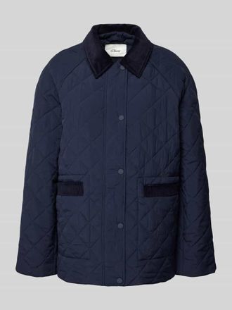 s.Oliver Red Label Relaxed Fit Steppjacke mit Cord-Details in Marine, Gr&ouml;&szlig;e 36