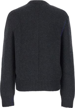 Burberry Mens Grey Cashmere Sweater With Equestrian Knight Motif Tops Top