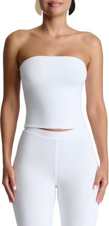 Naked Wardrobe Smooth Crop Tube Top in White at Nordstrom, Size X-Large