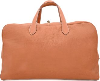 Herm&egrave;s Brown Taurillon Clemence Leather Boston Bag (Pre-Owned)