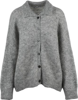 Aspesi Cardigan met Kraag - Dames - Vesten - Grijs - L - Wol - Truien & Vesten