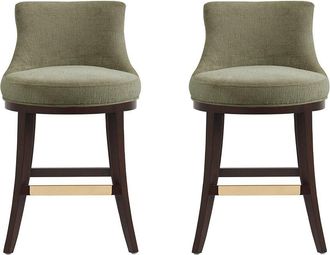 Manhattan Comfort Set Of 2 Lucia Chenille Counter Stools With Beech Wood Legs