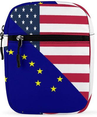 Generic American And Alaska State Flag Crossbody Bag Adjustable Satchel Cute Shoulder Bag Lightweight Sling Bags