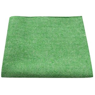King & Priory Garden Green Herringbone Pocket Square, Handkerchief