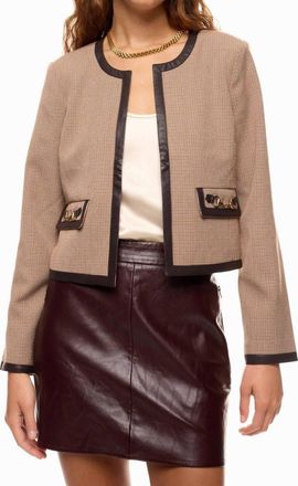 Derek Lam Plaid Collarless Jacket In Brown