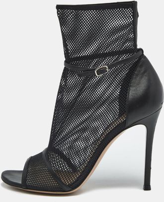 Gianvito Rossi Black Leather And Mesh Idol Ankle Length Boots