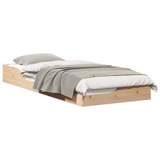 Berkfield Home Modern Floor Bed Frame Brown 100 x 220 cm Solid pine wood in Beige
