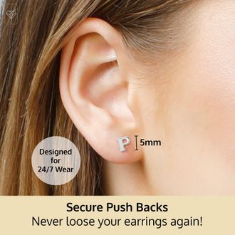 MAX + STONE 14k Yellow or White Gold Small Script Initial Letter Stud Earrings