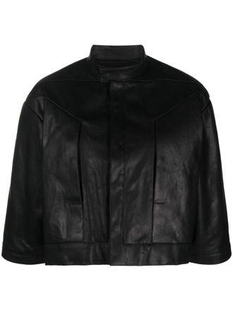 Rick Owens cropped leather jacket - Black