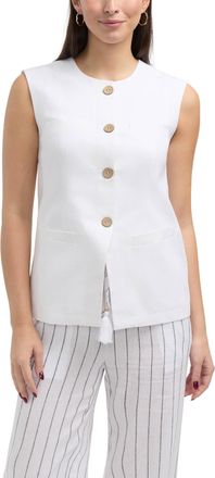 Ellen Tracy Womens Linen Vest with Welt Pockets