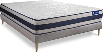 Actisom Somier gris + colch&oacute;n con espuma viscoel&aacute;stica 135 x 190