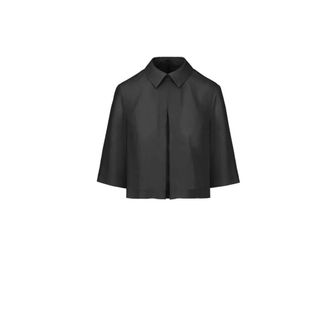 Bomboogie Overhemden, Dames, Zwart, L, Leer, Regular-Fit Lyocell Blouse