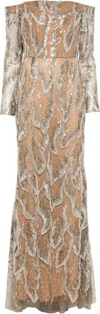 Elie Saab Off-shoulder avondjurk - Zilver