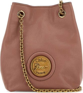 Chlo&eacute; Antiqued Pink Leather Horse Medal Bucket Bag