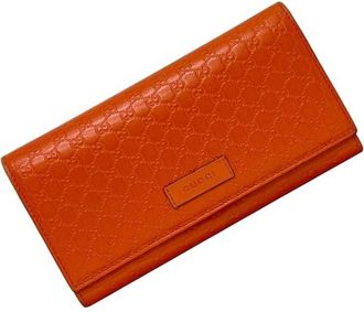 Gucci Orange Leather Long Wallet (Bi-Fold) (Pre-Owned)