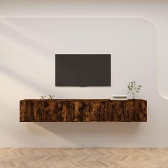 vidaXL vidaXL Mobili Porta TV a Parete 3 pz Rovere Fumo 80x34,5x40 cm