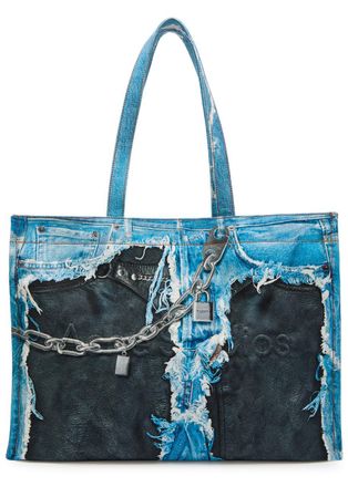 Acne Studios Printed Denim Tote bag - Blue - One Size