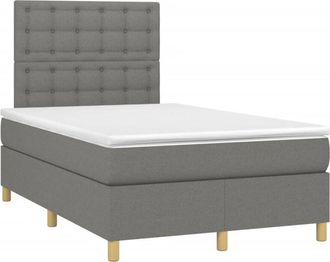 vidaXL Vidaxl - Cama Box Spring Con Colch&oacute;n Y Led Tela Marr&oacute;n Oscuro 120x190 Cm