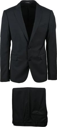 Emporio Armani Giacca Sfiancata Suit - Heren - Business pakken - Zwart - M - Wol - Kostuums