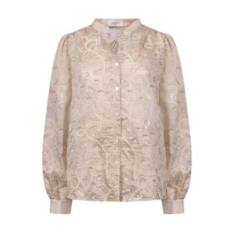 Nukus Nukus - Antonella Blouse Borduurwerk - Dames - Blouses & Shirts - Beige - Maat: 3XL Poliester