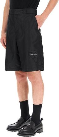 Valentino Mens Black Nylon Bermuda Shorts