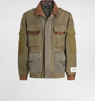 Dolce & Gabbana Cotton And Lambskin Jacket - Man Coats And Jackets Brown 46