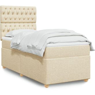 vidaXL Vidaxl - Cama Box Spring Con Colch&oacute;n Tela Color Crema 90x200 Cm