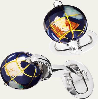 Jan Leslie Spinning Lapis Inlay Globe Cuff Links
