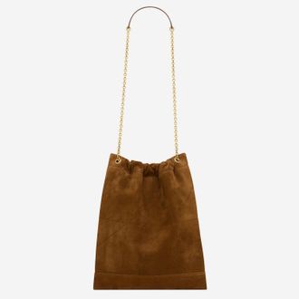 Saint Laurent Womens Jamie Suede Bag Brown Leather Clutch