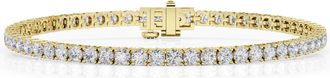 Grown Brilliance 5 Carat Round Lab Grown Diamond Tennis Bracelet in 14K Yellow Gold, Size 7 Inches, F Color, VS2 Clarity