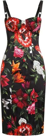 Dolce & Gabbana Kleedjes, Dames, Veelkleurig, S, Zwarte Mouwloze Jurk met Vierkante Hals