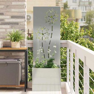 vidaXL Vidaxl - Macetero De Jard&iacute;n Con Panel Decorativo Plateado 50 X 140 Cm