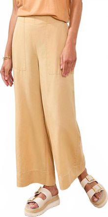 Tribal Flowy Pull On Crop Wide Leg With Pockets Pants In Croissant-2899