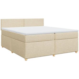 vidaXL Vidaxl - Cama Box Spring Con Colch&oacute;n Tela Color Crema 200x200 Cm