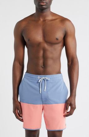 Johnnie-O Tully Colorblock Swim Trunks in Noreaster at Nordstrom, Size Xx-Large